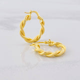 Candongas Doble Textura 1.95g / 3/4 in Oro Amarillo 18K