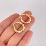 Candongas Doble Textura 2g / 3/4 in Oro Amarillo 18K