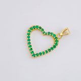 Pendant Heart Silhouette Emeralds 56 pts 1.7gr / 1 in / 18K Yellow Gold ©
