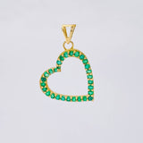 Pendant Heart Silhouette Emeralds 56 pts 1.7gr / 1 in / 18K Yellow Gold ©