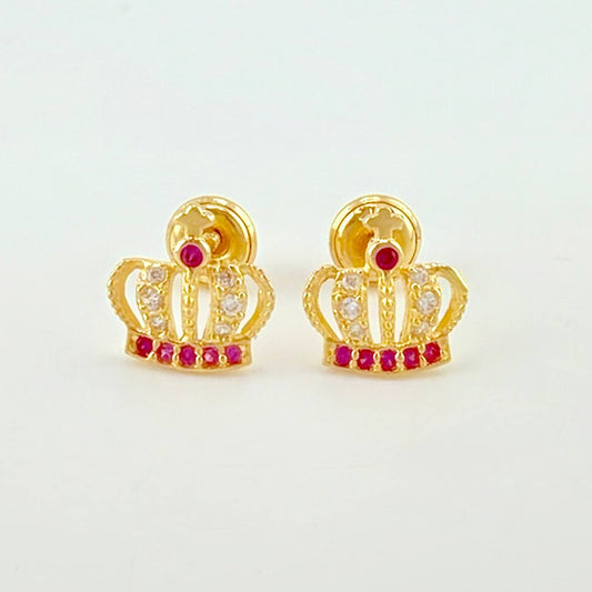 Stud Earrings Corona 1.35g / in / 9.55mm Yellow Gold 18K
