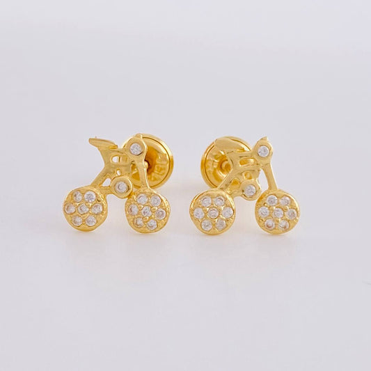 Stud Earrings Bicycle 1.3g / in / 8.8mm Yellow Gold 18K