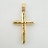 Pendant Cross Radiance Emeralds 63pts 11.6g / 2 1/4 in 18K Yellow Gold