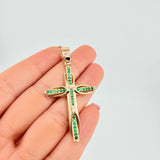 Pendant Cross Radiance Emeralds 63pts 11.6g / 2 1/4 in 18K Yellow Gold
