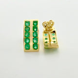 Hoop Earrings Double Rail Emeralds 1.04cts 3.35g / 1/2 in 18K Yellow Gold