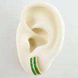 Hoop Earrings Double Rail Emeralds 1.04cts 3.35g / 1/2 in 18K Yellow Gold