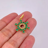 Dije Aro Estrellado 2.55gr / 2.9cm / Esmeraldas 84 pts - Diamantes Blancos 20 pts Oro Amarillo (Joya) ©