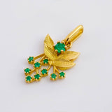 Dije Hojas Ramillete 2.25gr / 2.5cm / Esmeraldas 32pts Oro Amarillo 18K (Joya) ©