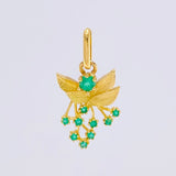 Dije Hojas Ramillete 2.25gr / 2.5cm / Esmeraldas 32pts Oro Amarillo 18K (Joya) ©