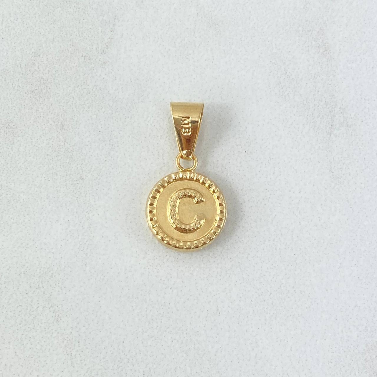 Pendant Letter C Polished 0.6gr / 1.9cm / Yellow Gold 18K Bordered Circle