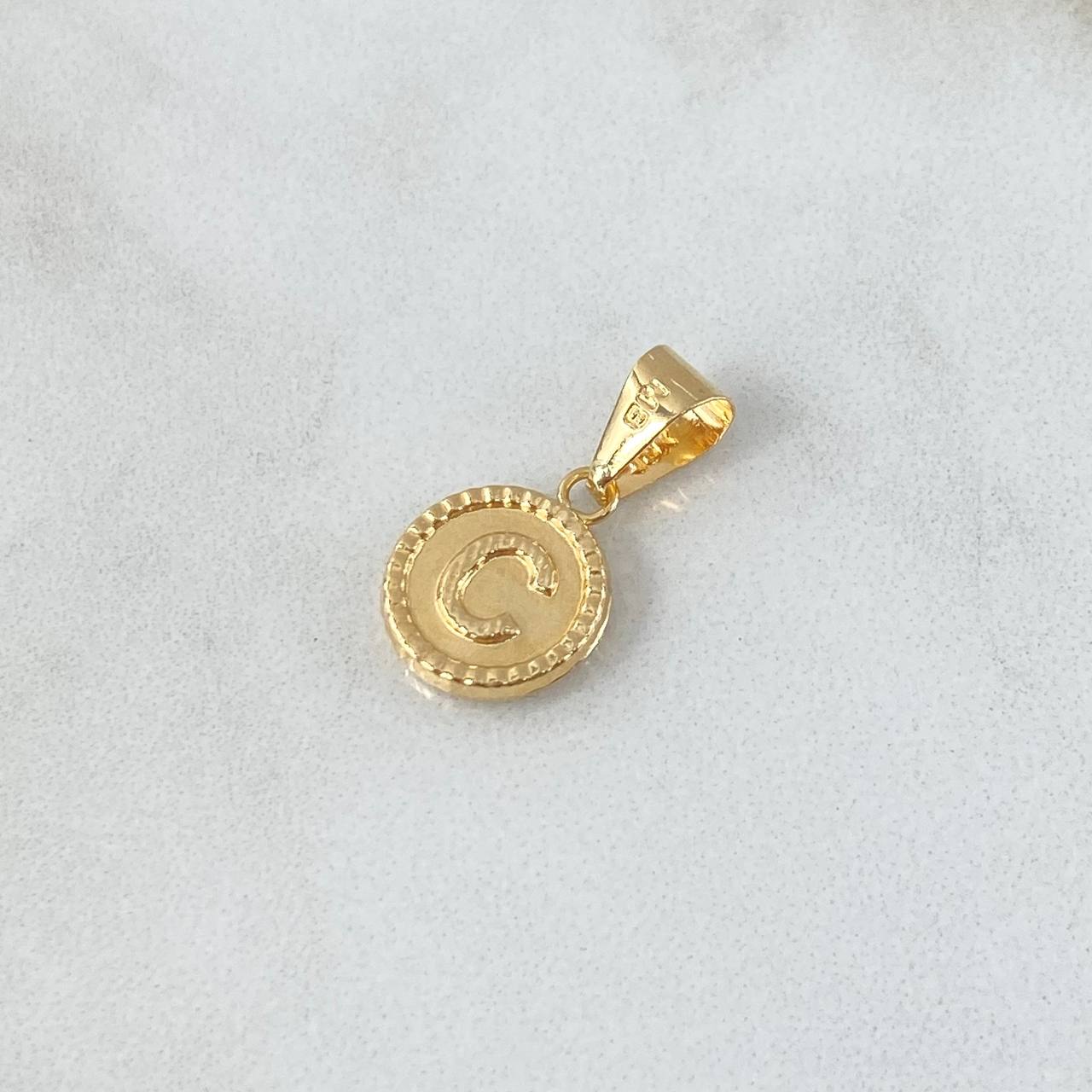 Pendant Letter C Polished 0.6gr / 1.9cm / Yellow Gold 18K Bordered Circle