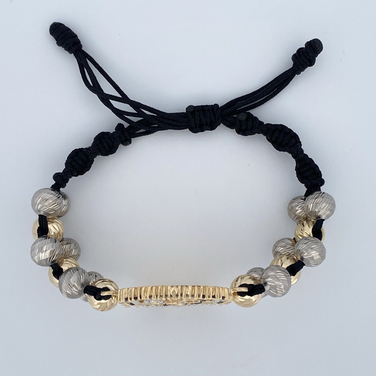 Pulsera Negra Arcangel San Miguel 22.7gr / Oro 18K &
