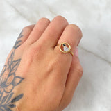 Hearts Ring 1.5gr / Size 6 1/2 / White-Black Zircons Two Yellow and White Golds