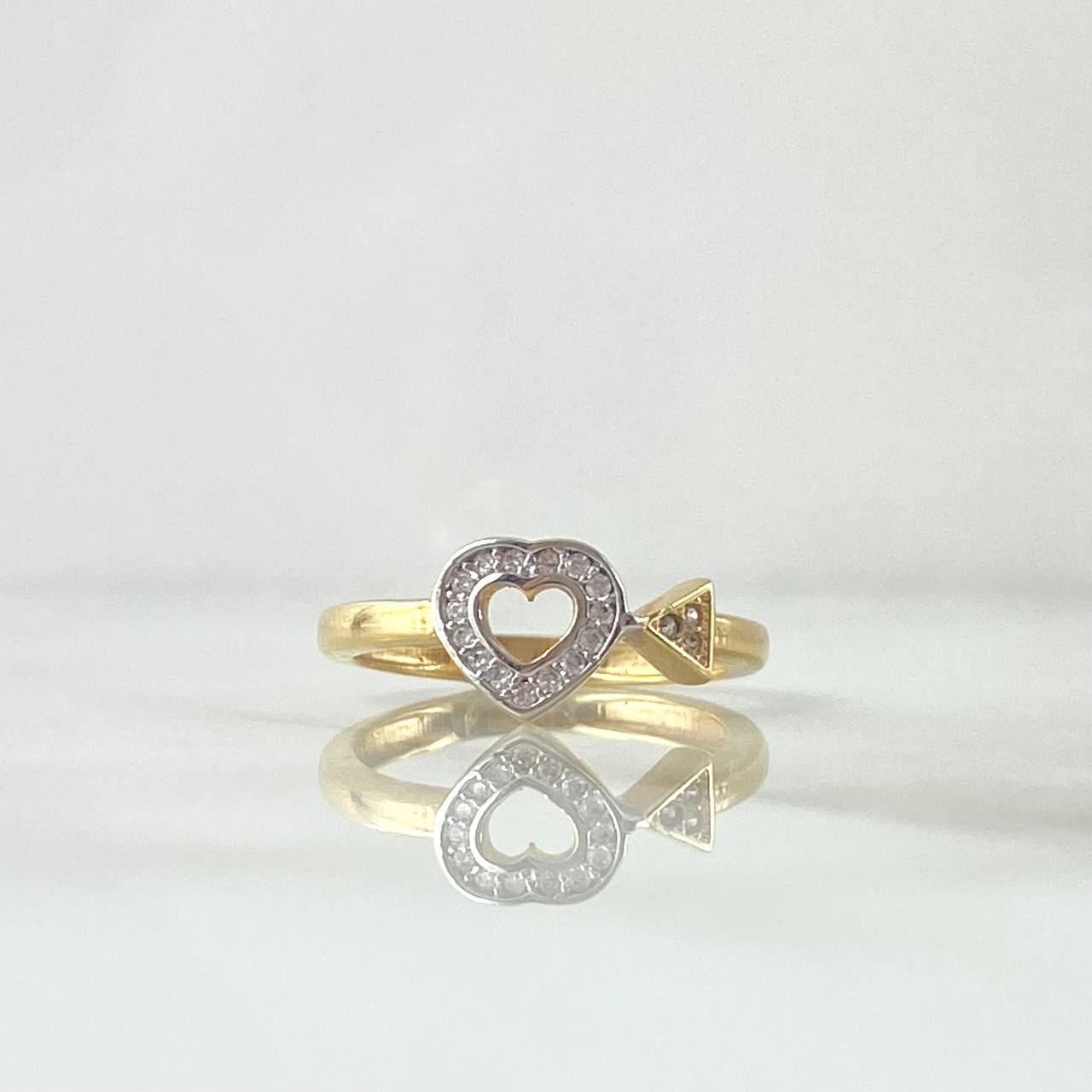 Anillo Corazon Triangulo 2.2gr / T5 3/4 / Circones Blancos  Dos Oros Amarillo Blanco