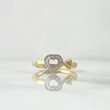 Anillo Corazon Triangulo 2.2gr / T5 3/4 / Circones Blancos  Dos Oros Amarillo Blanco