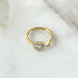 Anillo Corazon Triangulo 2.2gr / T5 3/4 / Circones Blancos  Dos Oros Amarillo Blanco