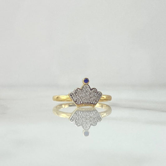 Crown Ring 1.9gr / T5 1/2 / White-Purple Zircons Yellow Gold