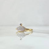 Crown Ring 1.9gr / T5 1/2 / White-Purple Zircons Yellow Gold