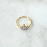 Crown Ring 1.9gr / T5 1/2 / White-Purple Zircons Yellow Gold