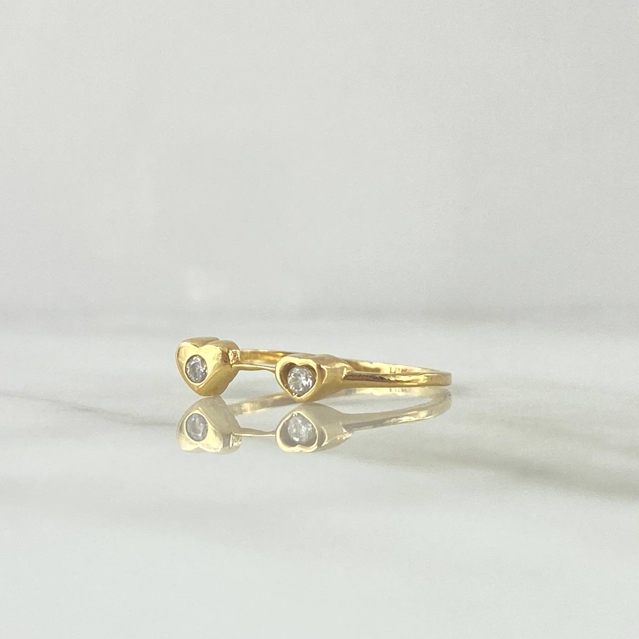 Hearts Ring 1.35gr / Size 6 1/4 White Zircons Yellow Gold