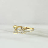 Hearts Ring 1.35gr / Size 6 1/4 White Zircons Yellow Gold