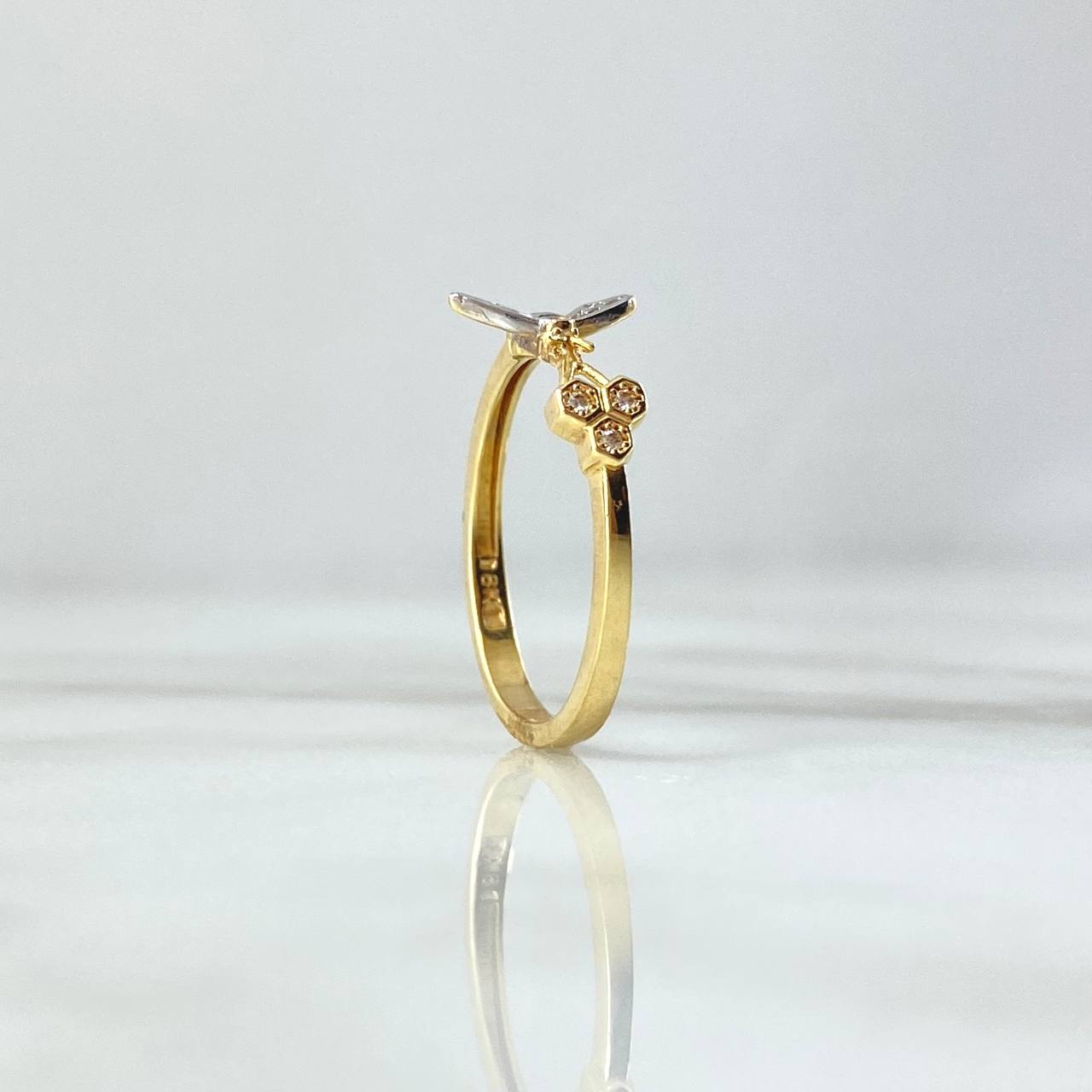 Bee Ring 1.85gr / T5 1/2 / White Zircons Two-tone Yellow and White Gold