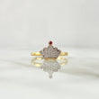 Crown Ring 1.85gr / T5 / White-Fuchsia Zircons Yellow Gold