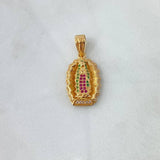 Pendant Virgin Guadalupe Frame 3.9gr / 3cm / Silhouette White Green Fuchsia Zircons 18K Yellow Gold