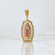 Pendant Virgin Guadalupe Filigree 4.7gr / 3.7cm / White, Royal Blue, Fuchsia Zircons 18K Yellow Gold