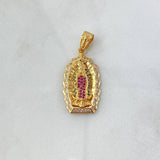 Dije Virgen Guadalupe 5.5gr / 3.6cm / Silueta Circones Blancos Verdes Fucsia Oro Amarillo 18K