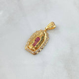 Dije Virgen Guadalupe 5.5gr / 3.6cm / Silueta Circones Blancos Verdes Fucsia Oro Amarillo 18K