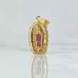 Dije Virgen Guadalupe 5.5gr / 3.6cm / Silueta Circones Blancos Verdes Fucsia Oro Amarillo 18K