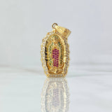 Dije Virgen Guadalupe 5.5gr / 3.6cm / Silueta Circones Blancos Verdes Fucsia Oro Amarillo 18K