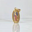 Pendant Virgin Guadalupe Silhouette 4gr / 3.3cm / White Zircons Royal Blue Fuchsias 18K Yellow Gold