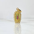 Pendant Virgin Guadalupe Double Silhouette 3.5gr / 3.1cm / White Green Fuchsia Zircons 18K Yellow Gold