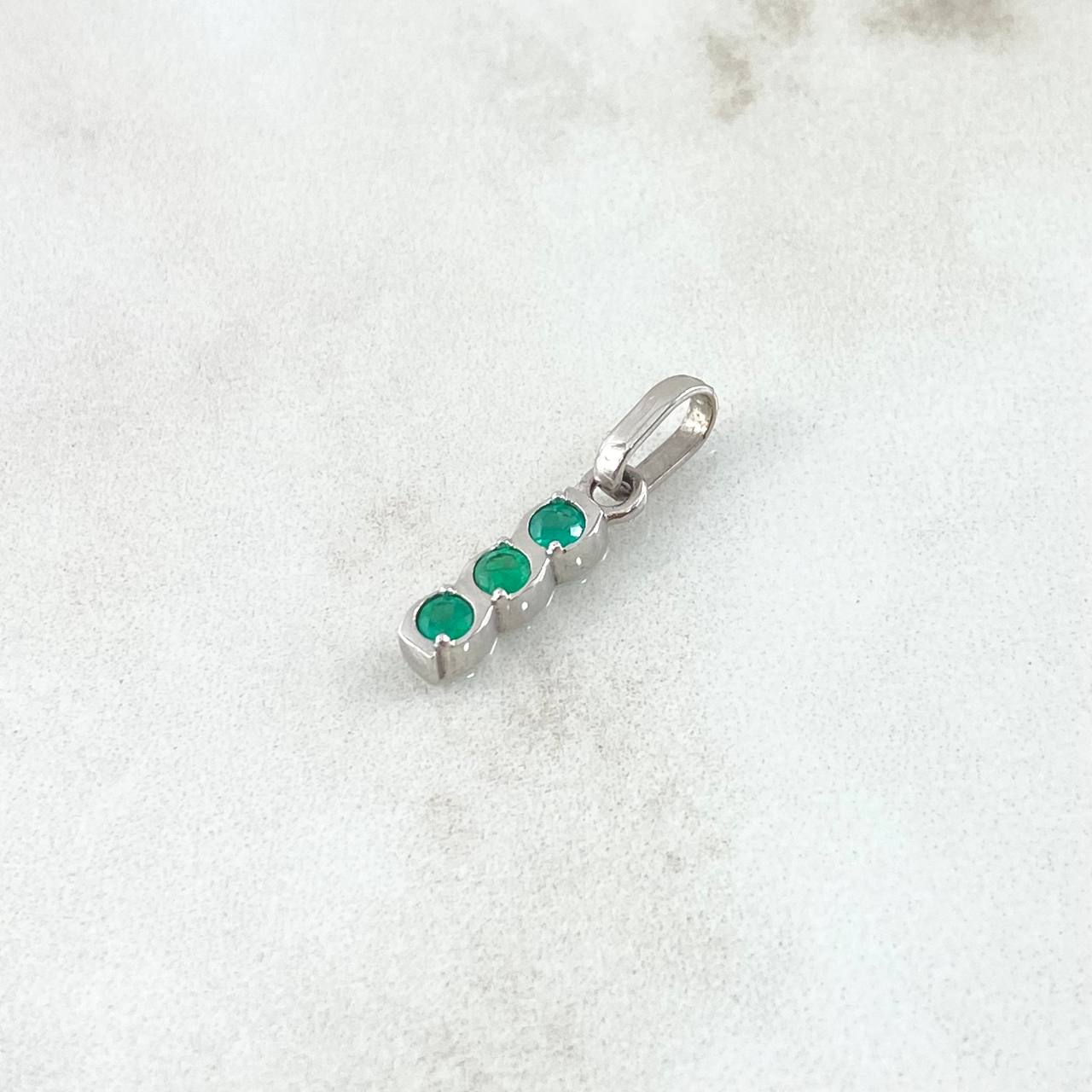 Pendant Trio 0.9gr / 1.9cm Emeralds 24pts White Gold (Jewelry Offer)*