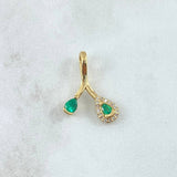 Pendant Cherries 2.15gr / 0.9in Emeralds 50pts Diamonds 18pts 18K Gold (Jewelry Offer)*