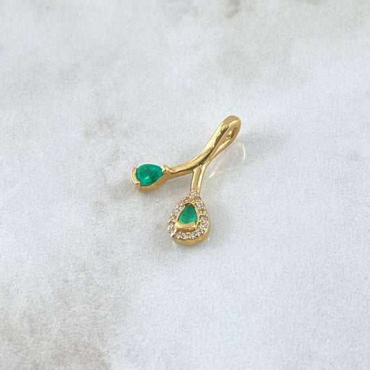 Pendant Cherries 2.15gr / 0.9in Emeralds 50pts Diamonds 18pts 18K Gold (Jewelry Offer)*