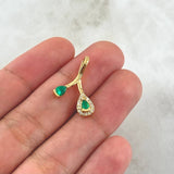 Pendant Cherries 2.15gr / 0.9in Emeralds 50pts Diamonds 18pts 18K Gold (Jewelry Offer)*