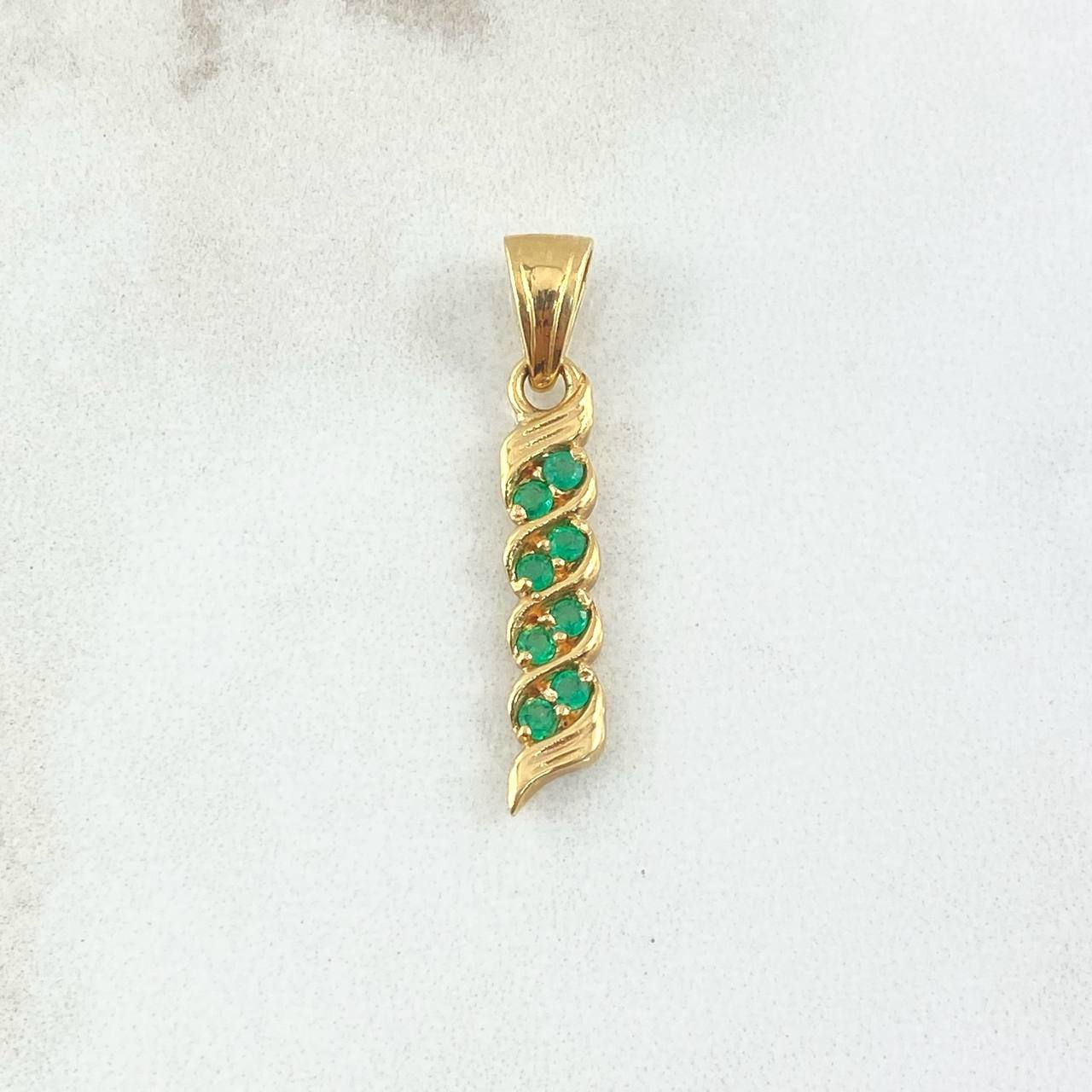 Pendant Zig Zag Bow 2.1gr / 2.8cm Emeralds 26pts Yellow Gold (Jewelry Offer)*