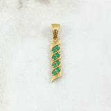 Pendant Zig Zag Bow 2.1gr / 2.8cm Emeralds 26pts Yellow Gold (Jewelry Offer)*