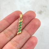 Pendant Zig Zag Bow 2.1gr / 2.8cm Emeralds 26pts Yellow Gold (Jewelry Offer)*