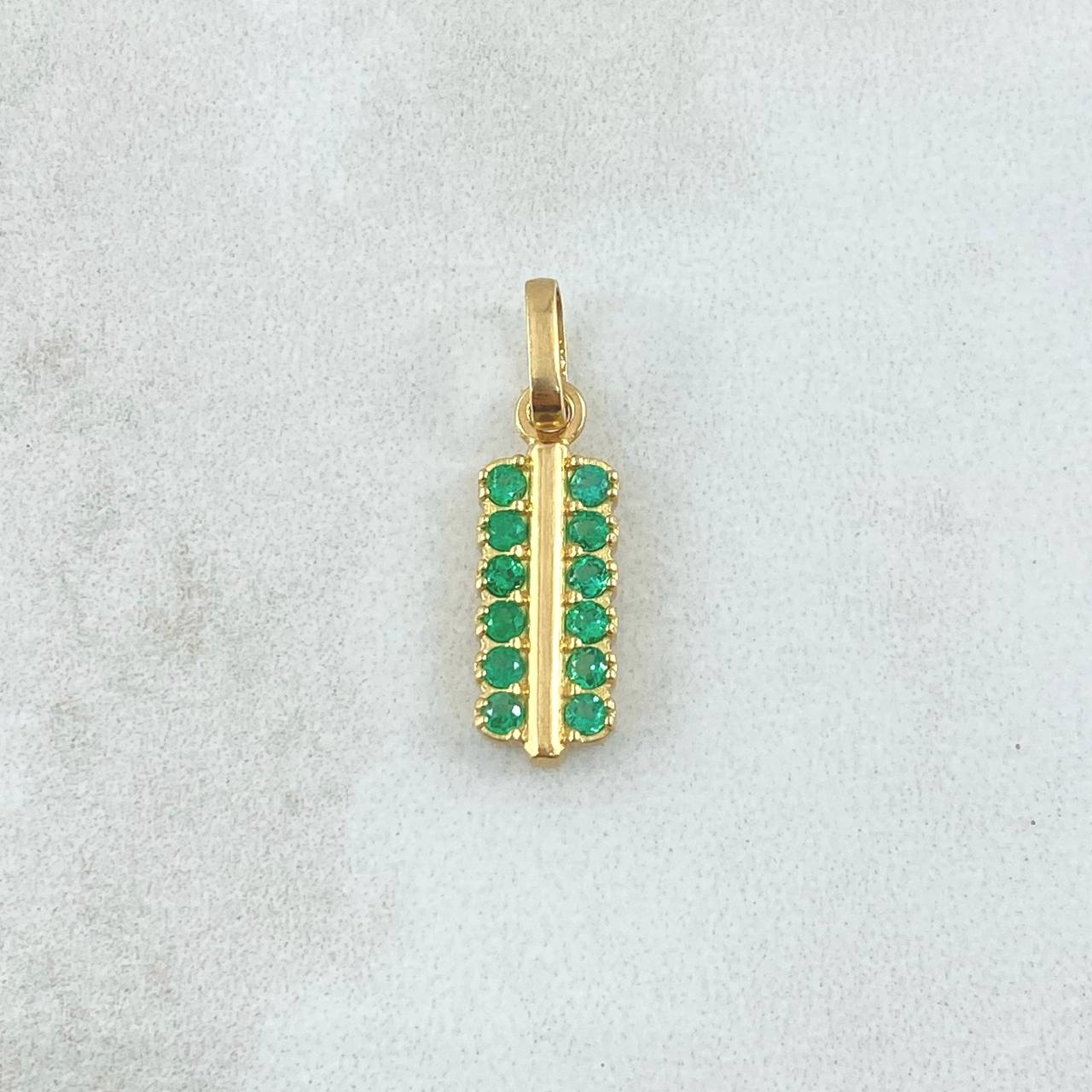 Pendant Double Rail 1.9gr / 2.2cm Emerald 30pts Yellow Gold (Jewelry Offer)