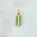 Pendant Double Rail 1.9gr / 2.2cm Emerald 30pts Yellow Gold (Jewelry Offer)