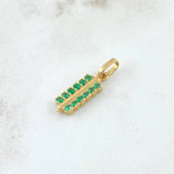 Pendant Double Rail 1.9gr / 2.2cm Emerald 30pts Yellow Gold (Jewelry Offer)