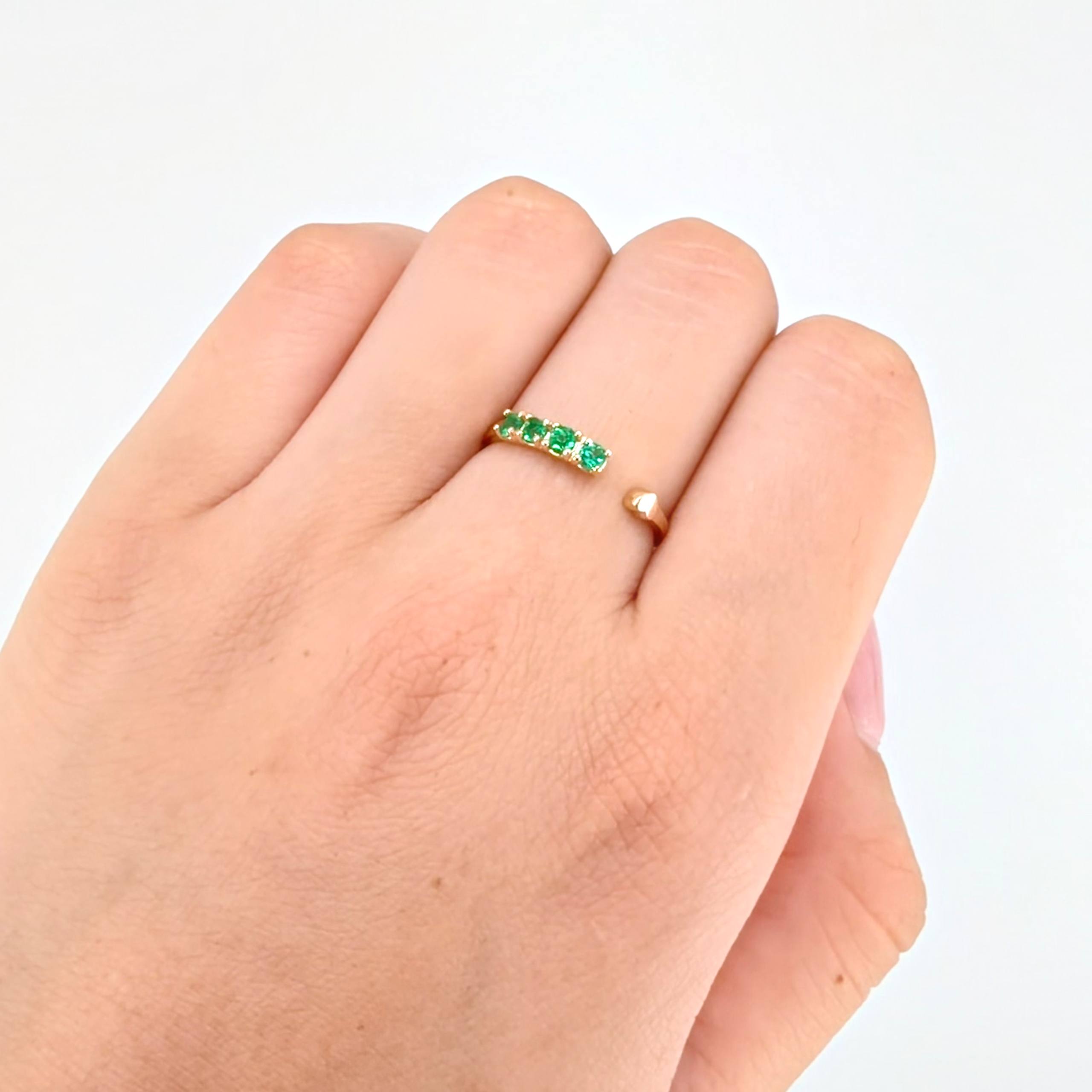 Anillo Abrazo Tretacorazon Esmeraldas 20pts 1.3gr / T6 / Oro Amarillo 18K *