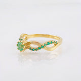 Anillo Solitario Infinito Imperial Esmeraldas 5pts 2.95gr / T7 1/4 / Oro Amarillo 18K *