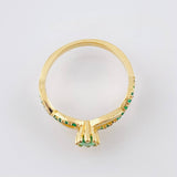 Anillo Solitario Infinito Imperial Esmeraldas 5pts 2.95gr / T7 1/4 / Oro Amarillo 18K *