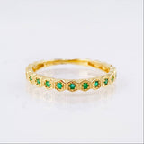 Anillo Ojos Exagonales Esmeraldas 19pts 1.7gr / T5 3/4 / Oro Amarillo 18K *