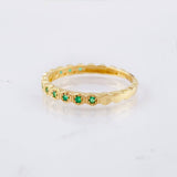 Anillo Ojos Exagonales Esmeraldas 19pts 1.7gr / T5 3/4 / Oro Amarillo 18K *